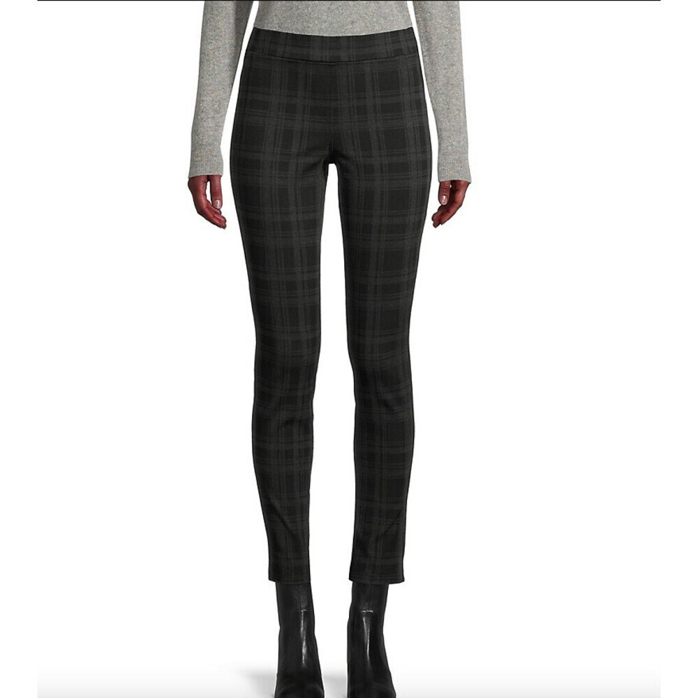 Style & Co. Pull-On Ponte Pants Heathered Grey Plaid Petite PS PP